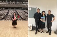 今日は市川市文化会館大ホールで、市川交響楽団協会創立70周年シリーズ「第422回　交響楽の午後」で後半のマーラー「大地の歌」に出演させて頂きました。「大地の歌」は演奏時間60分ほどで、第九と比べて一回り短いのですが、その時間のほとんどがテノール独唱とアルト独唱という、ソリストにとって体力が要求される演奏曲目です。新型コロナ感染症の第７波が急拡大している状況下でしたが、楽団協会並びにホール関係者の皆様のご尽力により何とか開催に漕ぎ着けられましたこと、出演者の一人として深く御礼申し上げます。写真は指揮の三原明人先生、テノールの行天祥晃さんと。頂いた見事な深紅のバラは、早速リビングに飾らせて頂きました。